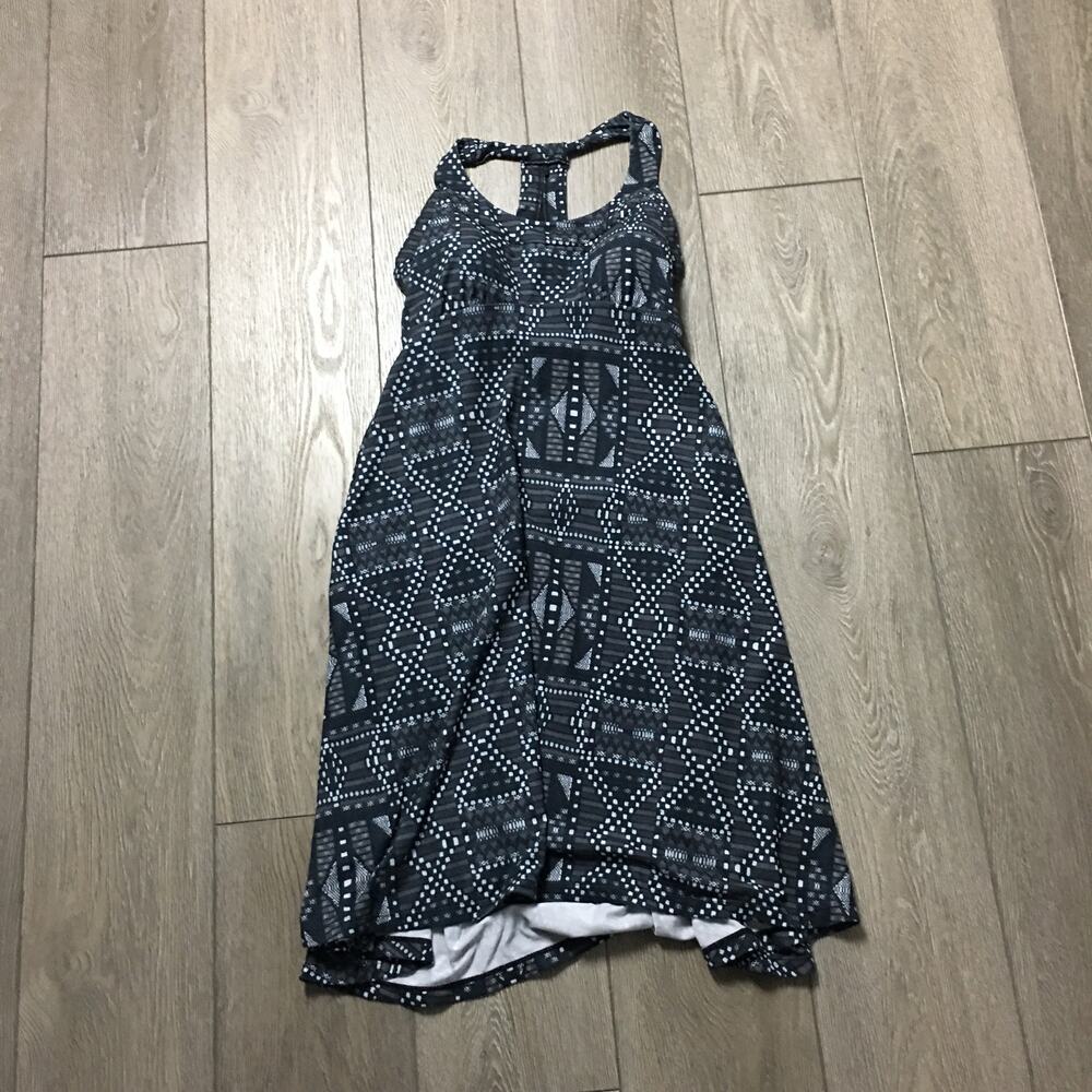 Prana Women's Cali Dress Black and Grey geometric Aztec soutwestern print XS